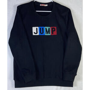 Jump Black Sweater with 3D "Carpet Like" JUMP Multi-Color Embellishment Size Med